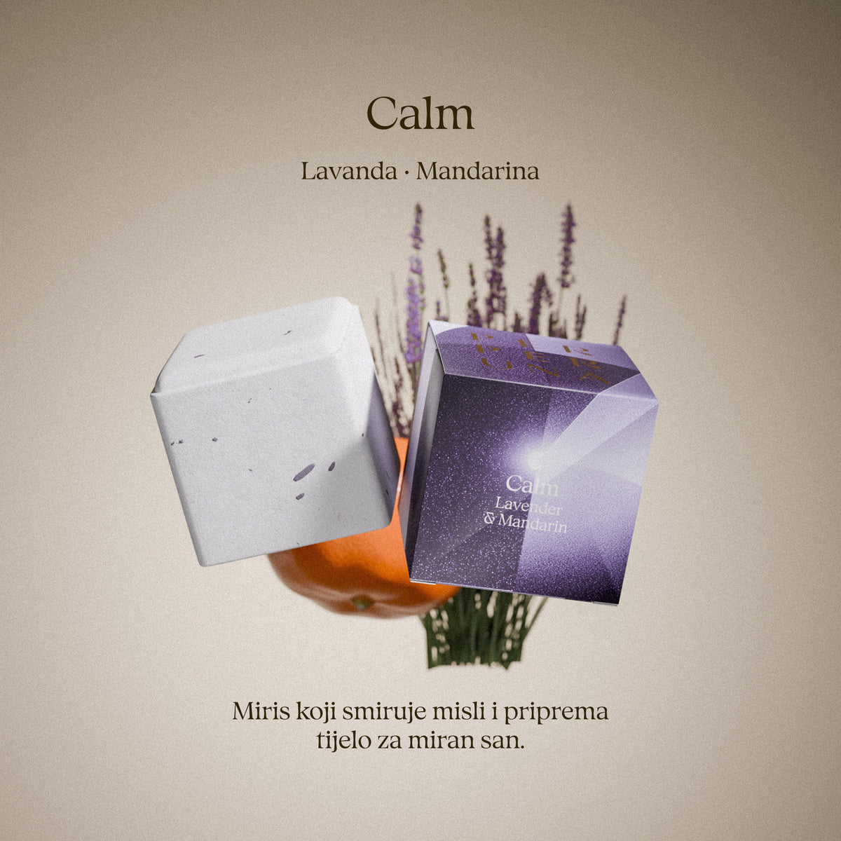 Calm — sprchová aromatická kocka, levanduľa a mandarínka