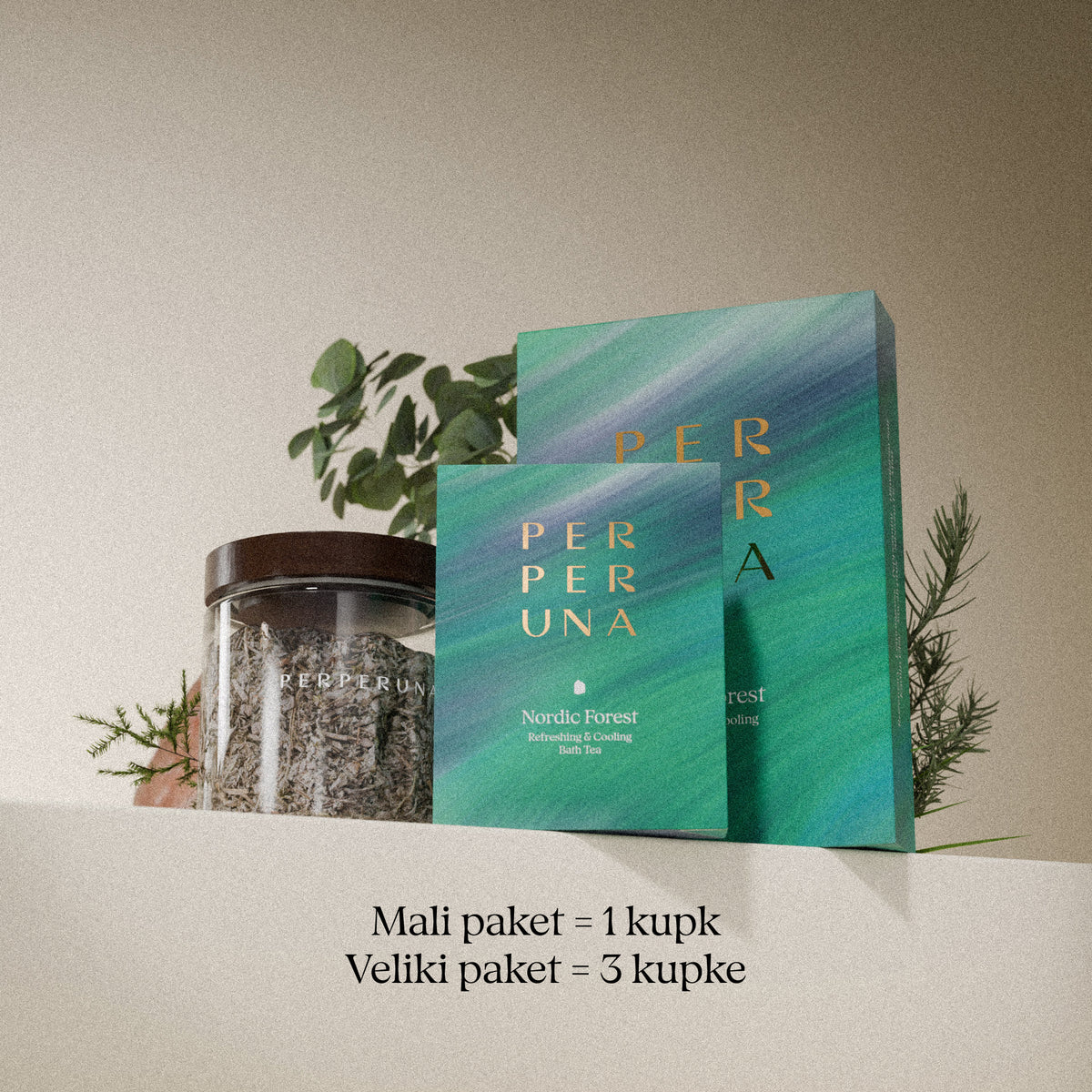 Nordic Forest 50 g – čaj za kupku: mali paket = 1 kupka, veliki paket = 3 kupke