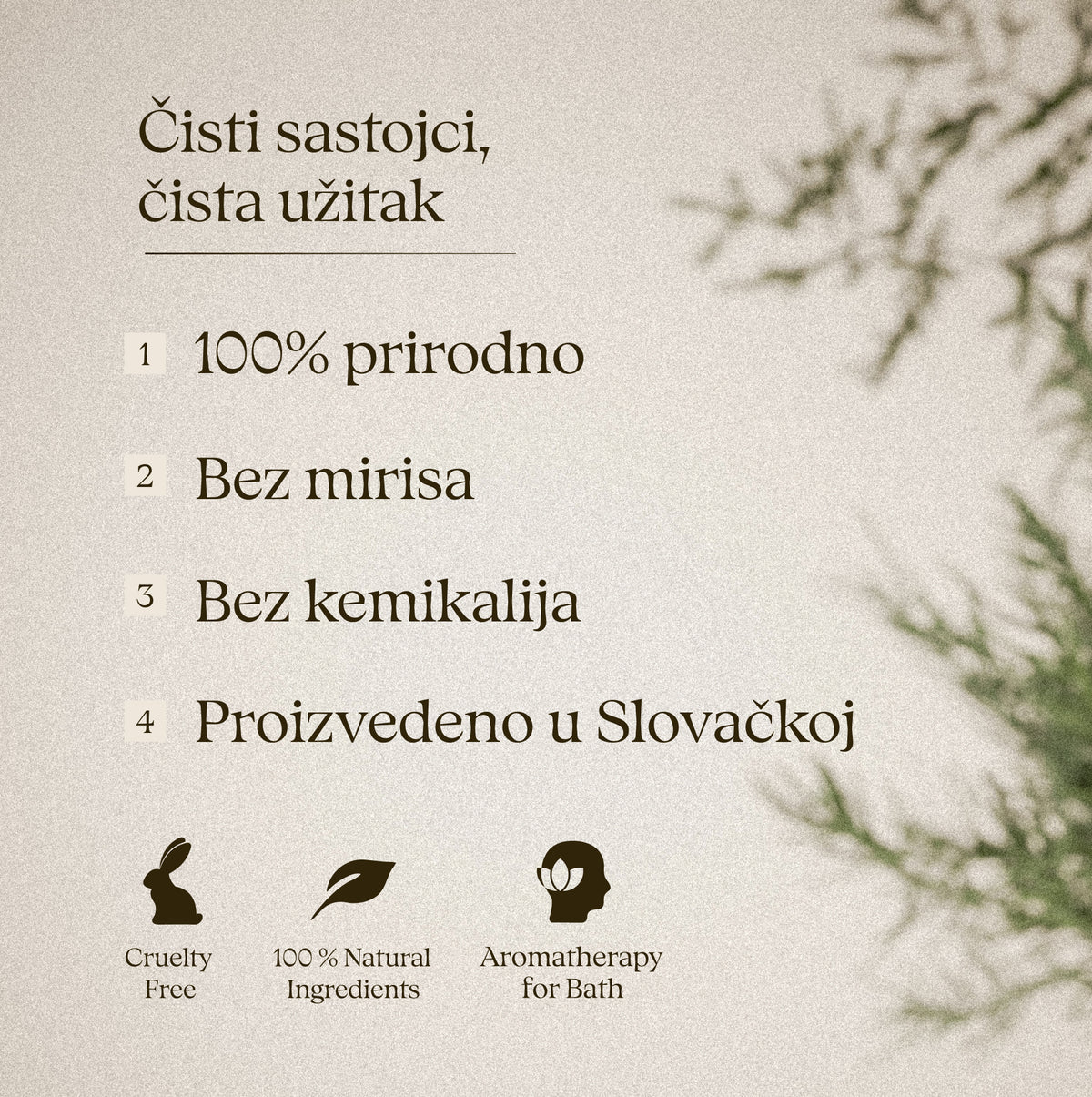 Nordic Forest 50 g – čaj za kupku: čisti sastojci, bez mirisa, proizvedeno u Slovačkoj